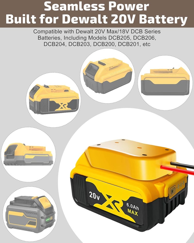 CRIVON 2-Pack for Dewalt 20V Battery Adapter for Power Wheels Battery Upgrade Conversion Kit with Wire Connectors, Fuses, 12AWG Wire, Power Tool Drill Battery Converter Adapter for Kids Car, RC Toy, DIY, Etc - Image 2